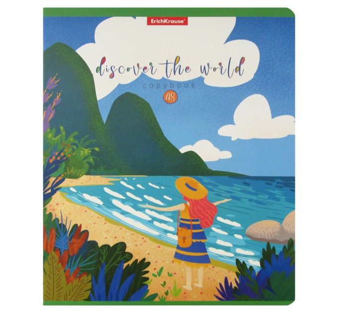 Тетрадь A5, 48 л., клетка, «Discover the World», матовая ламинация 58284