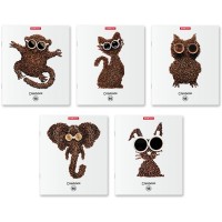 Набор тетрадей А5, 48 л., клетка, «Кофейные метаморфозы», выборочный УФ-лак, 5 шт в термопленке 58283/н