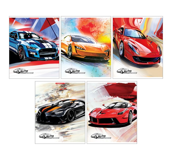 Набор тетрадей А5, 48 л., клетка, «Авто», ВД лак, 20 шт в термопленке 12727/5н