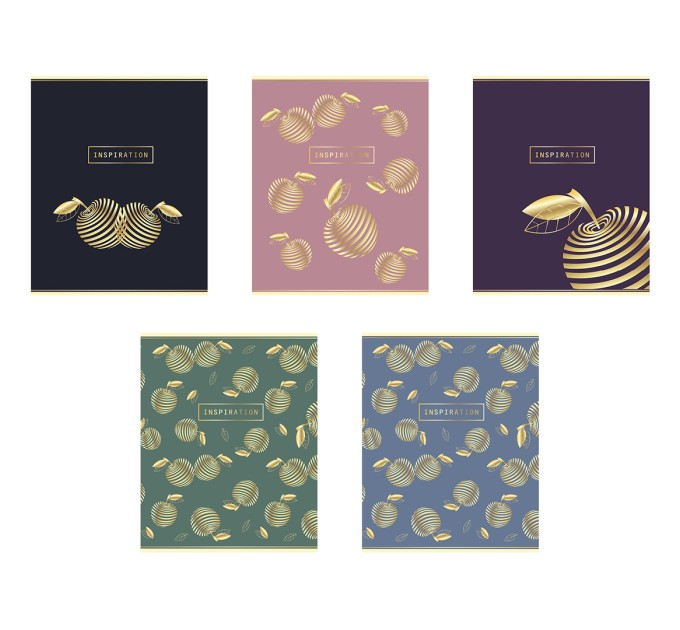 Тетрадь А5, 48 л., клетка, «Золотое яблоко», софт-тач лак, текстура, тиснение фольгой 13511/5