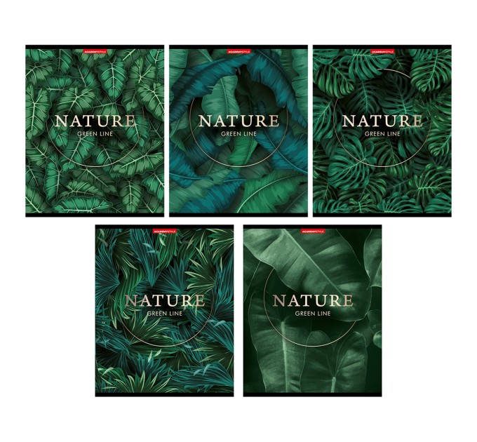 Тетрадь А5, 96 л., клетка, «Green line», матовая ламинация, тиснение фольгой 11382/5