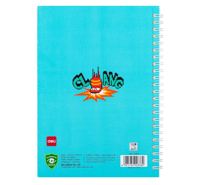 Тетрадь A5, 60 л, на спирали, «4 LARVA PATTERNS» LA560