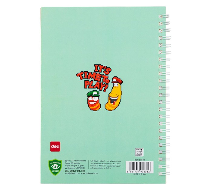 Тетрадь A5, 60 л, на спирали, «4 LARVA PATTERNS» LA560