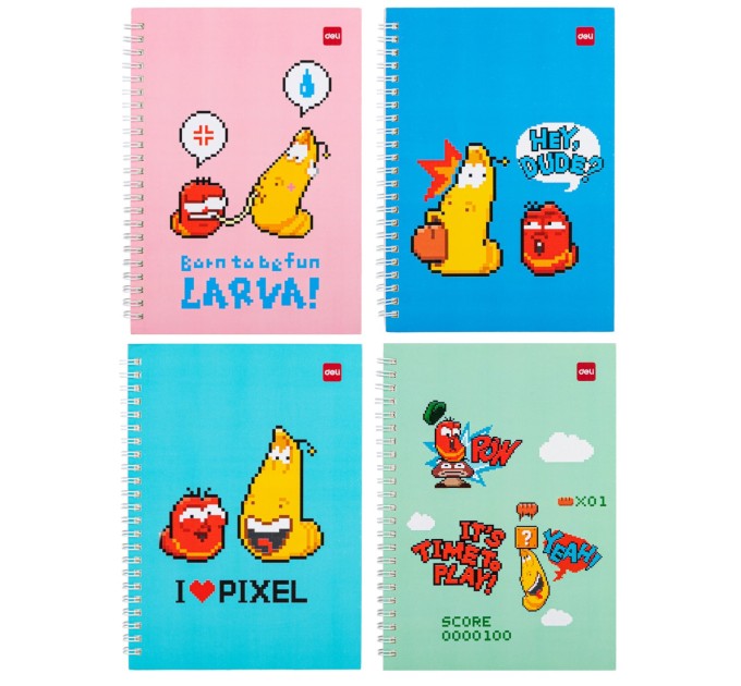 Тетрадь A5, 60 л, на спирали, «4 LARVA PATTERNS» LA560