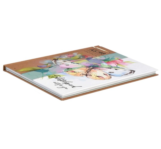 Скетчпад A5, 48 л., 3 вида бумаг+раскраски, «Яркая бабочка» 62409