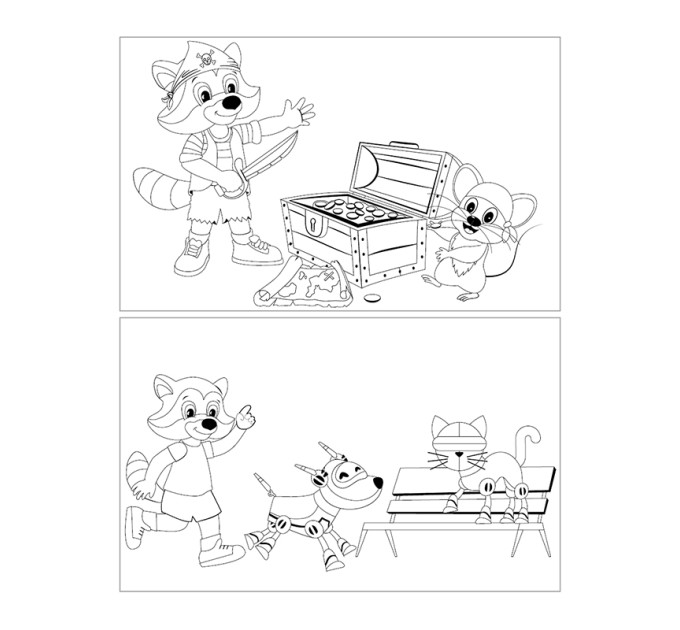 Альбом для рисования на скобе А4, 32 л., «Приключения Енота», с раскраской А32_33816