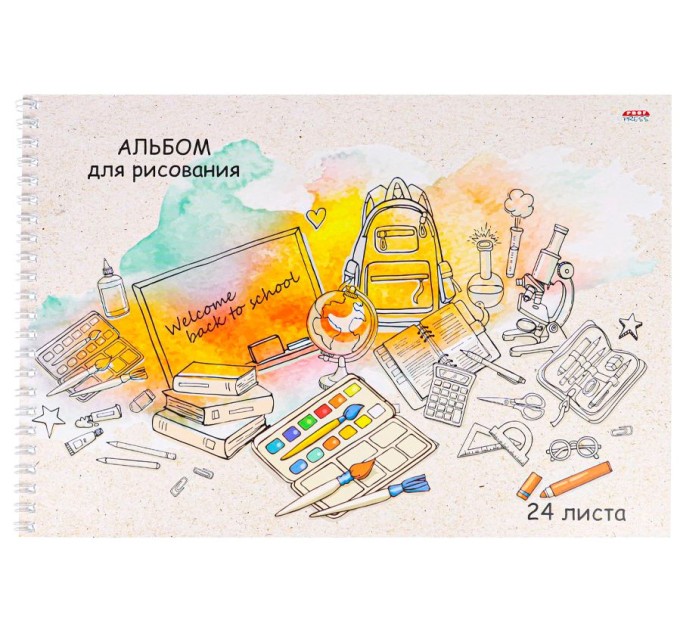 Альбом для рисования А4, 24 л., гребень, «Школьный дизайн» 24-1533