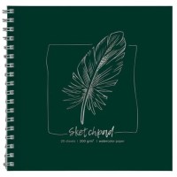 Скетчпад 195×195 мм, 20 л., на гребне, «Перо», тиснение голограф фольгой 10711