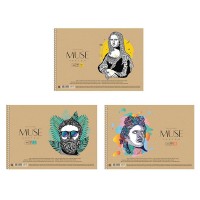 Скетчбук (альбом для эсккизов) А4, 50 л., крафт картон, спираль сбоку, кремовый блок 160