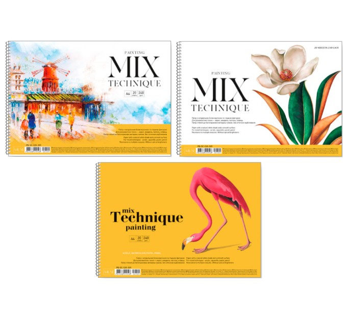 Альбом-планшет для рисования А4, 20 л., для акварели и графических техник, спираль сбоку 309