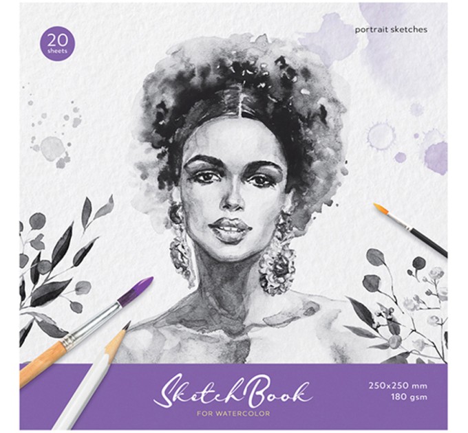 Скетчбук для акварели, на склейке, 250х250 мм, 20 л., «Portrait» Сак20сг_38353