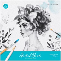 Скетчбук для акварели, на склейке, 250х250 мм, 20 л., «Portrait» Сак20сг_38353