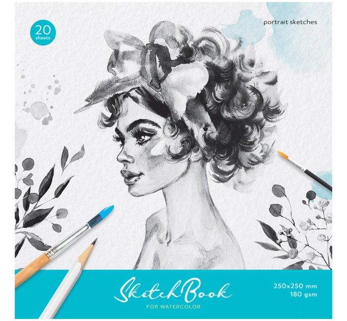 Скетчбук для акварели, на склейке, 250х250 мм, 20 л., «Portrait» Сак20сг_38353