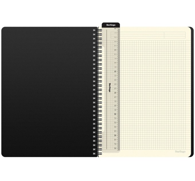 Тетрадь A4+, 80 л., клетка, на гребне, пластик (полифом) обложка, линейка-закладка, белая WNt_A4004