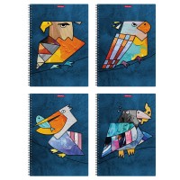 Тетрадь A4, 80 л., клетка с пластиковой обложкой, на спирали, «Birds» 53153