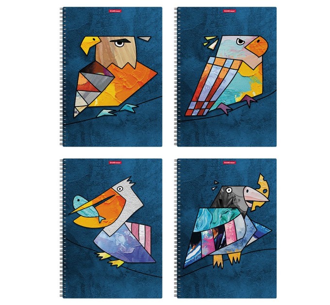 Тетрадь A4, 80 л., клетка с пластиковой обложкой, на спирали, «Birds» 53153