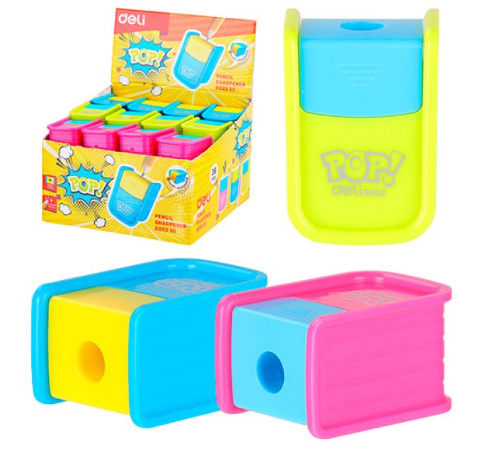 Точилка одинарная с контейнером «POP», Deli R00200