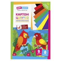 Картон цветной А4, 8 цветов, 8 л., «Попугай» Нкн8-8_28650