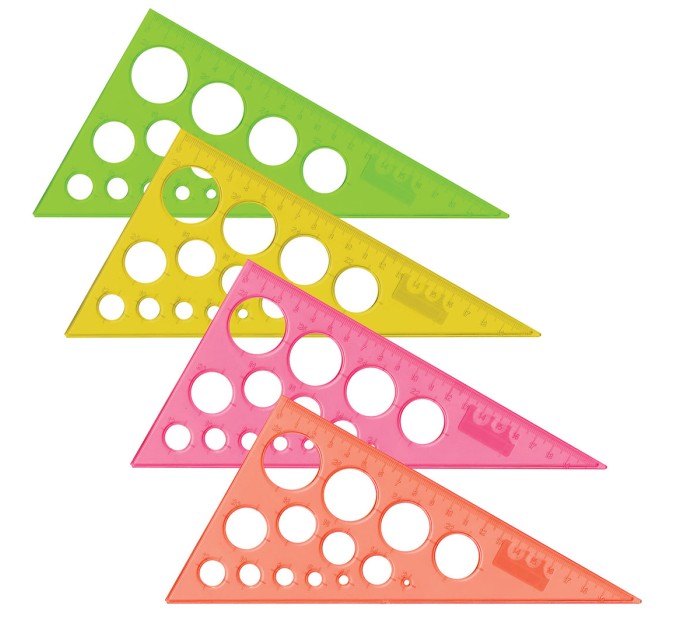 Треугольник 30х19, с окружностями, прозрачный, неоновый, ассорти 210619