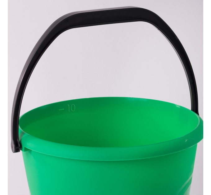 Ведро пластиковое пищевое, зеленое, мерная шкала, 10 л 603893