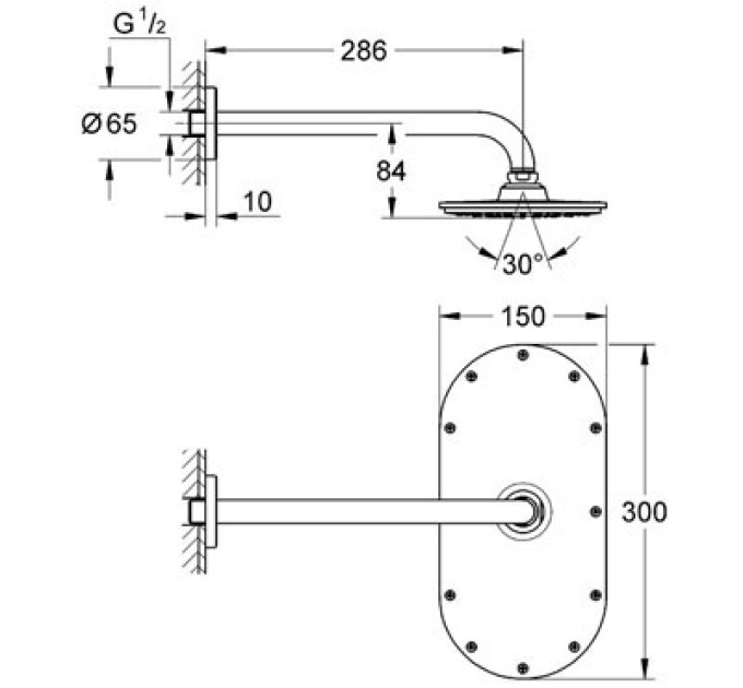Верхний душ Grohe Rainshower Veris 300