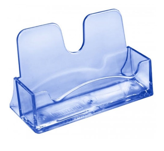 Подставка для визиток тонированная голубая 03вт