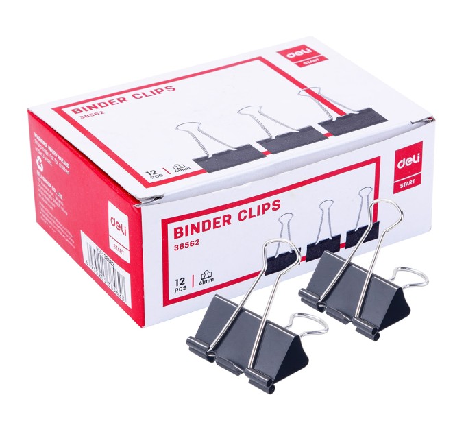 Зажим Deli, 41 мм, черный 38562