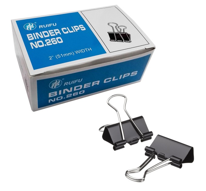 Зажим 51 мм, черный, 12 шт/уп FHZ51