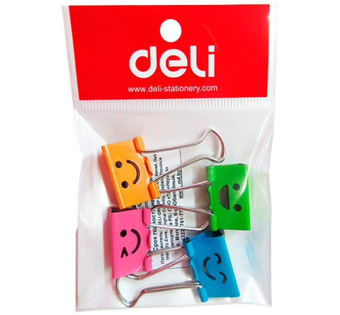 Набор зажимов 4 штуки, 25 мм, цветной, Смайл 8486bl