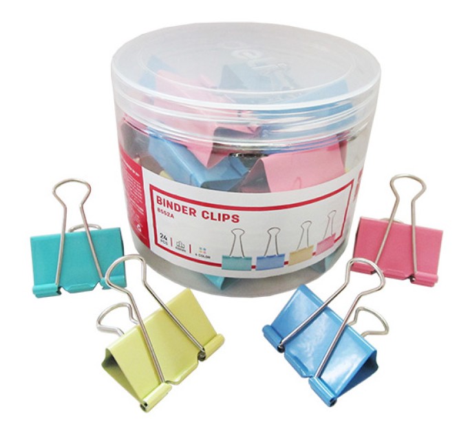 Зажим 41 мм, цветной, 24 шт/уп 8552