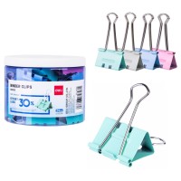 Зажим Deli, 41 мм, цветной, металлический, 24 шт/уп 8552S